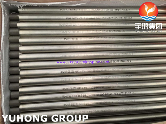 ASME SB338 GR7 UNS R52400 Titanium Alloy Steel Aplikasi Kondensor Tabung Mulus