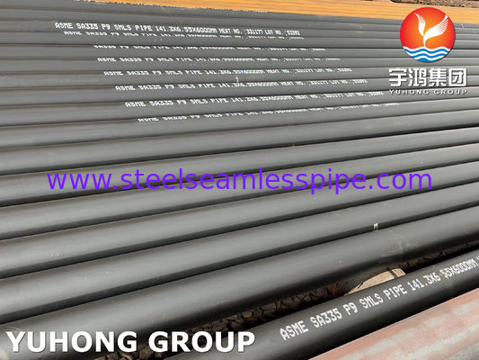ASTM A335 P9 Tube Seamless Baja Alloy Suhu Tinggi untuk Penukar Panas Dicat Hitam