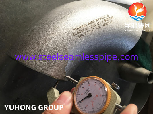 ASTM A403 WP347H-S 90° Siku Radius Panjang Sambungan Las Pantat untuk Pipa Proses Suhu Tinggi