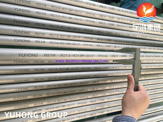 ASME SA213 TP316/316L 1.4401/1.4404 Tabung Penukar Panas Mulus Baja Tahan Karat