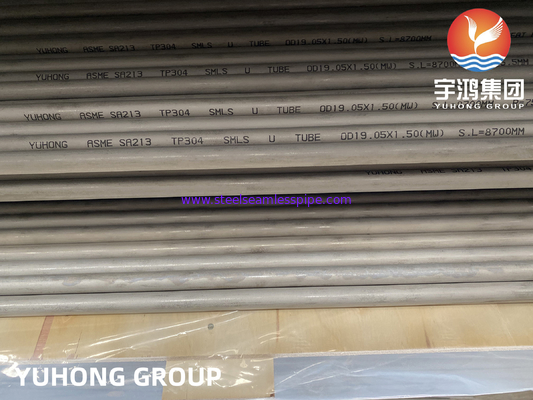 ASME SA213 TP304/304L Stainless Steel Seamless U Bend Tube untuk Penukar Panas