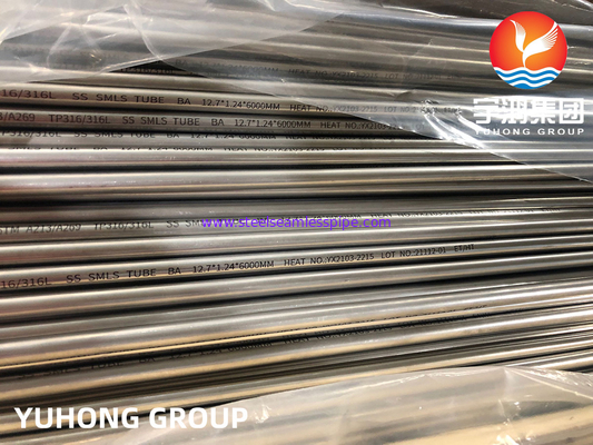 ASTM A213/A269 TP316/316L 1.4401/1.4404 Tabung Anil Terang Stainless Steel