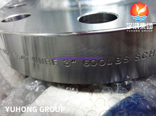 ASTM A182 F347 Stainless Steel Weld-Neck Flange, RF / RTJ Face Untuk Aplikasi Suhu Tinggi