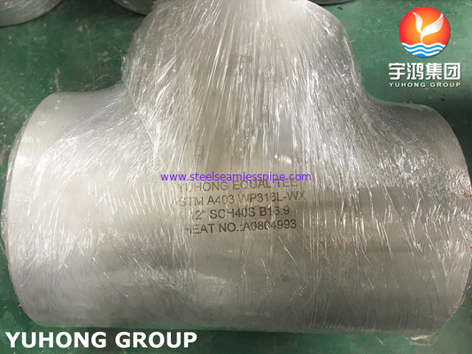 SS316L Butt Weld Fitting, A403 WP316L Equal Tee (tanpa jahitan / dilas), B16.9 Standar