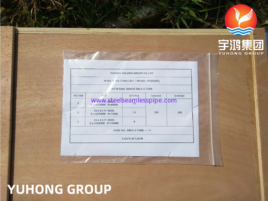 Ketahanan Korosi ASTM B444 N06625 Inconel Seamless U Bend Tube