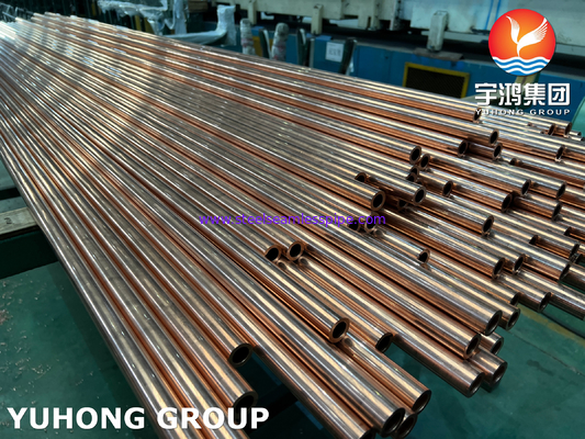 ASTM B111 UNS C12200 / CW024A tabung tembaga tanpa jahitan, tabung penukar panas DHP