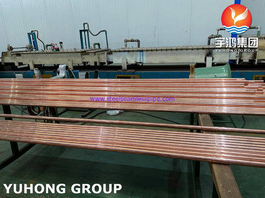 ASTM B111 UNS C12200 / CW024A tabung tembaga tanpa jahitan, tabung penukar panas DHP