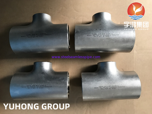 Fittings pipa baja duplex Reducer Tee B16.9 ASTM A815 UNS S31803 Cabang pipa