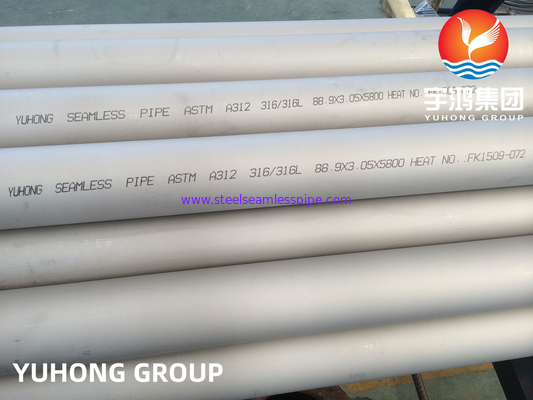 Tubos de Acero Inoxidable Sin Costura ASTM A312 TP304L TP316L Acar Anil 100% UT ET