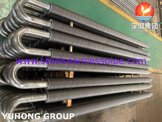 Karbon Steel U Bend Solid Fined Tube, High Frequency Welded Fin With A106 Gr.B Pipe Digunakan dalam Economizer