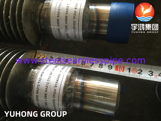 Tabung Fin High Frequency Welded, ASTM A213 T12 Alloy Steel Tube dengan 304 Fin Stainless Steel