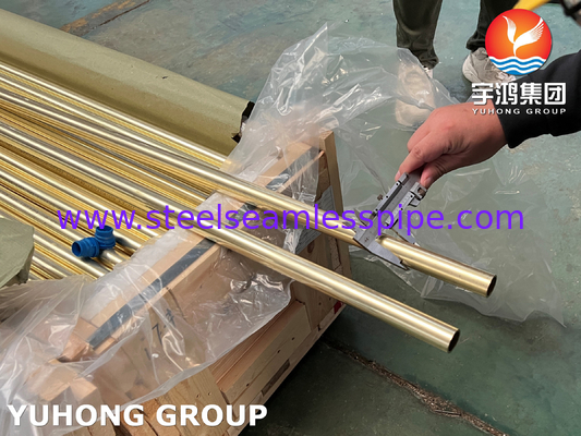 ASTM B111 C44300 Admiralty Brass Seamless Heat Exchanger, Tabung Kondensator