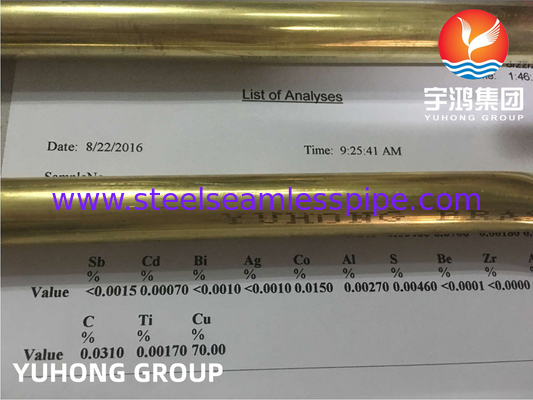 ASTM B111 / ASME SB111 C44300 Tabung Tembaga Nikel Tanpa Sambungan untuk Aplikasi Sistem Pendingin Kondensor