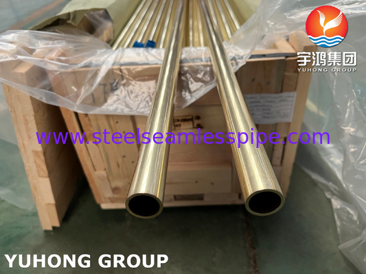 ASME SB111 C44300 / CuZn28Sn1 / CZ111 Tabung Kondensator Tanpa Sambungan Kuningan