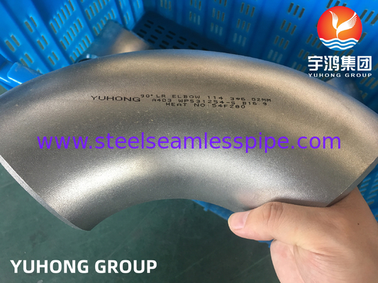 ASTM A403 / ASME SA403 WPS31254 Baja tahan karat tanpa jahitan Fitting Elbow Buttwelded B16.9