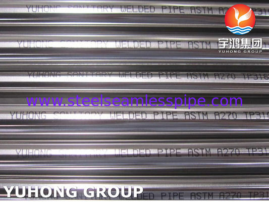 ASTM A270 / ASME SA270 TP316L Tabung Saniter Tabung Las Baja Rentas Untuk Industri Pangan