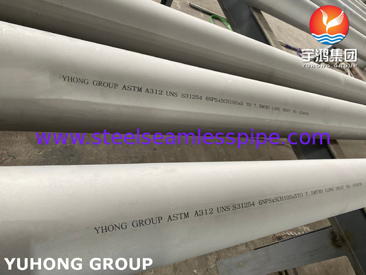 ASTM A312 UNS 31254 Tabung stainless steel austenit tanpa jahitan
