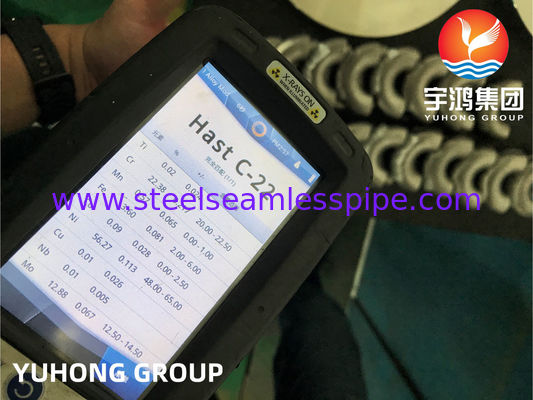 ASTM B366 N06022 Hastelloy C22 Fittings Baja Alloy siku 180 derajat B16.9