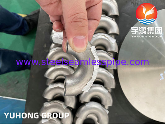 ASTM B366 N06022 Hastelloy C22 Fittings Baja Alloy siku 180 derajat B16.9