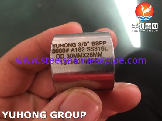 Fittings pipa tempa dari stainless steel ASTM A182 F316L, BSPP Threaded Coupling 3000LBS