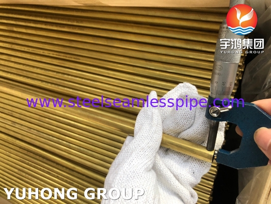 Tembaga paduan Kuningan tabung ASTM B111 C44300 C68700 C70600 25.4mm*1.245mm*12995mm Kondensor pendingin udara radiator