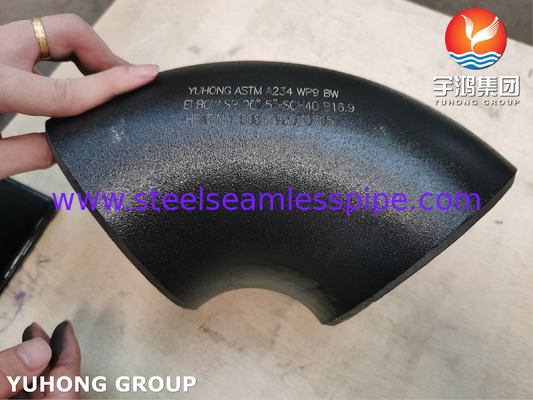 ASTM A234 WP9 CL1 90° ELBOW BW SR 5" SCH40 Fittings pipa tanpa jahitan