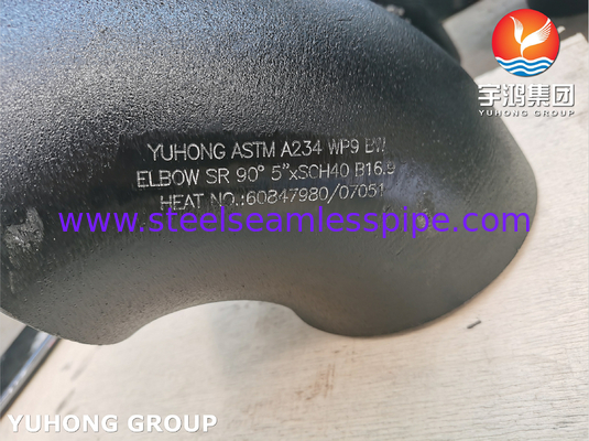 ASTM A234 WP9 CL1 90° ELBOW BW SR 5" SCH40 Fittings pipa tanpa jahitan
