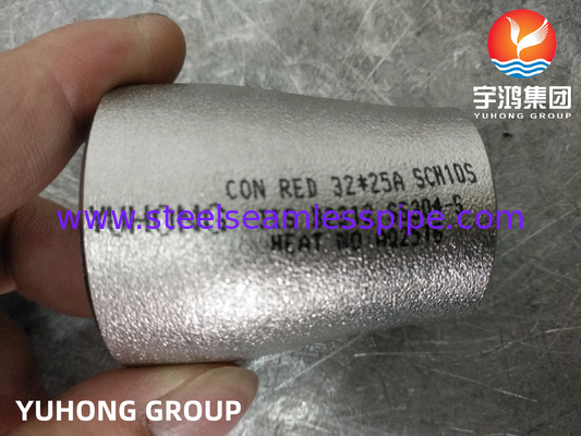 JIS B2312 SS304 Pengurangi Las Butt Seamless ECC Pengurangi Fittings Baja Rinsless