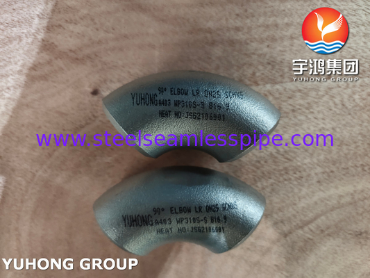 ASTM A403 WP310S-S Baja tahan karat 90 derajat Radius panjang siku
