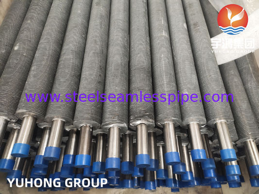 ASME SA249 TP304 Aluminium Extruded T-Type Fined Tube for Dry Oven Heat Exchange Bentuk bulat