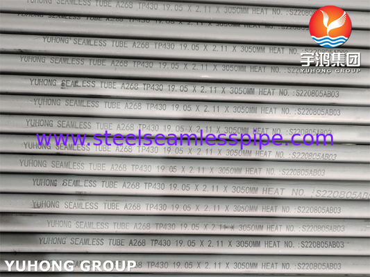 ASTM A268 TP430 Ferritic stainless steel Seamless Tube untuk layanan suhu tinggi