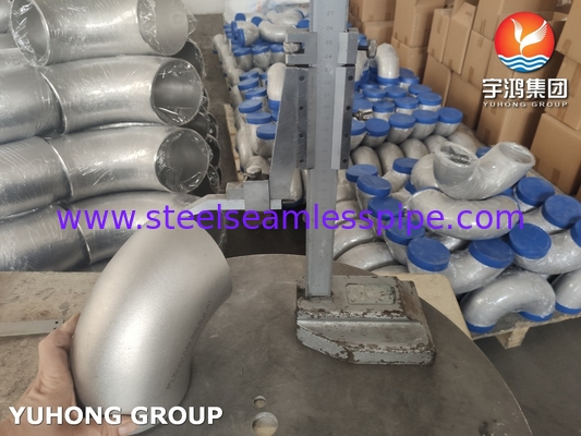 ASTM A403 WP304H Pemasangan Pipa Buttweld Stainless Steel 90 Derajat SR Siku