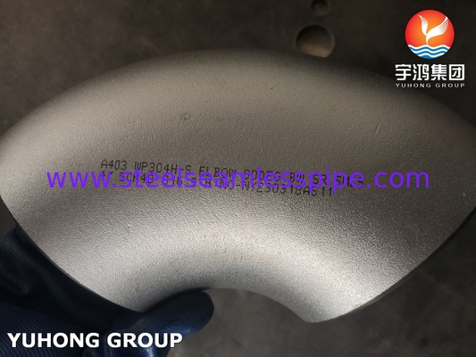 ASTM A403 WP304H Pemasangan Pipa Buttweld Stainless Steel 90 Derajat SR Siku
