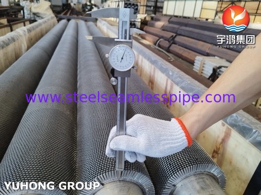 ASTM A312 TP304H Baja tahan karat HFW Serrated Fined Tube Spiral Fin Tube