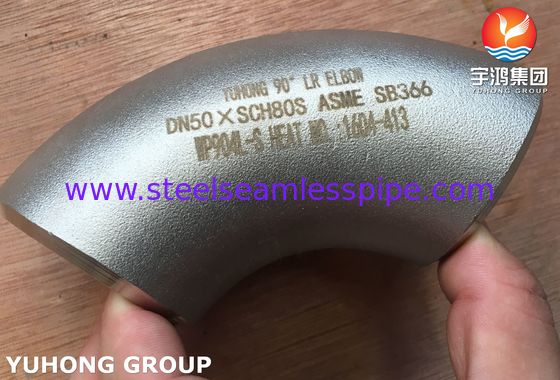 ASME SB366 WP904L-S Fittings baja tahan karat 90° LR Elbow BW ASME B16.9