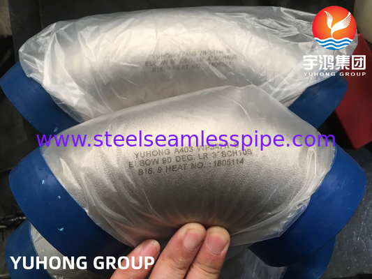 Baja tahan karat A403 WP347H-S 90 derajat LR Elbow Butt Weld Fitting B16.9 Untuk koneksi pipa