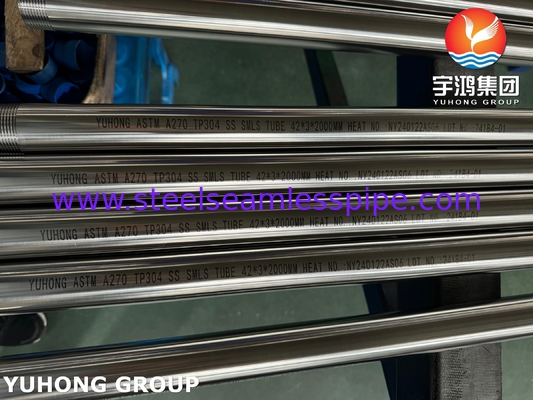 ASTM A270 Tabung Sanitasi TP304 Tabung Tanpa Jahit Baja Rinsing dengan Ujung Benang NPT