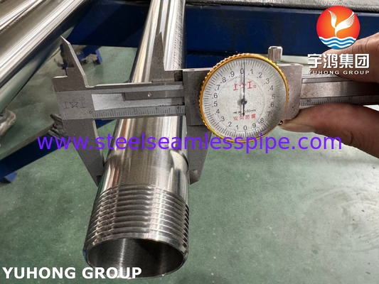 ASTM A270 Tabung Sanitasi TP304 Tabung Tanpa Jahit Baja Rinsing dengan Ujung Benang NPT
