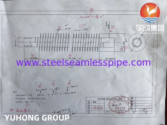 ASME SA179 Fin Tube Embedded Type with A1060 Aluminium Fins Pull Test Pass