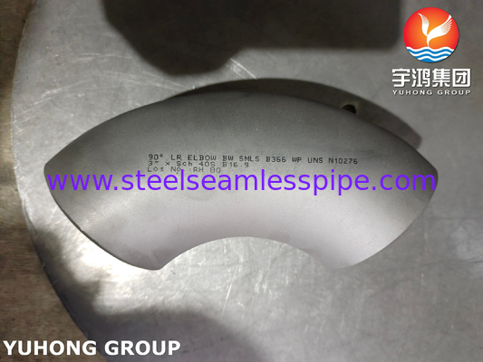Fittings baja tahan karat paduan nikel ASTM B366 WP UNS N10276 90°LR ELBOW B16.9