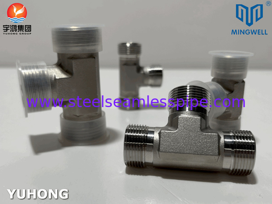 Adaptor stainless steel Tees NPT G PT SS316L Pembentukan hidrolik