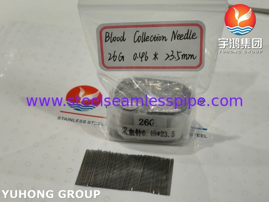 26G Medical Blood Collection Needle Tube, Tiga ujung bevelled Solid Lancet, 0,46*23.5MM