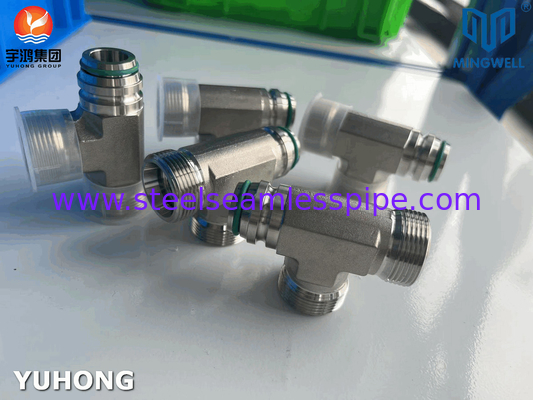 Adaptor stainless steel Tees NPT G PT SS316L Pembentukan hidrolik