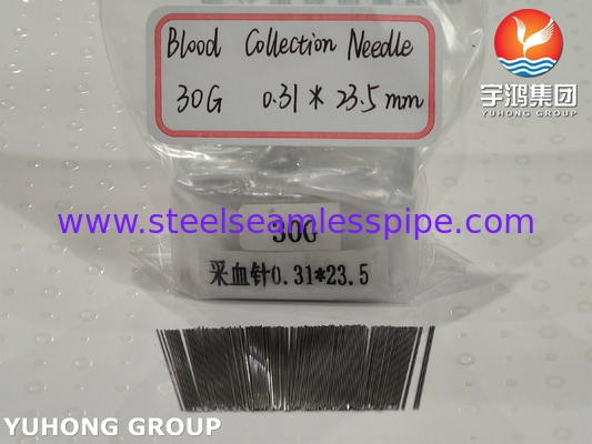 ISO9626 SUS304 30G 0.31*23.5MM Medis Padat Bevelled Darah Lancet Untuk Uji Sampling