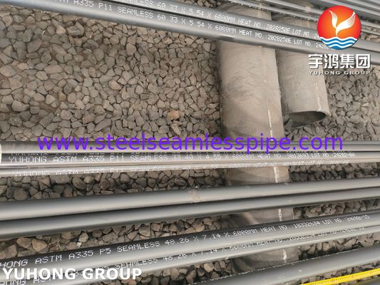ASTM A335 P11 Alloy Steel Seamless Pipe Untuk Overheater Economizer Panjang 6000mm WT 10,97mm