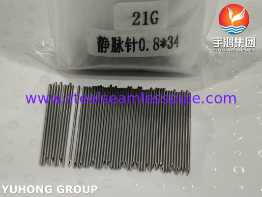 ISO9626 SUS304 21G Medical Stainless Steel Injeksi Jarum Venous Tube Triple Bevelled Point