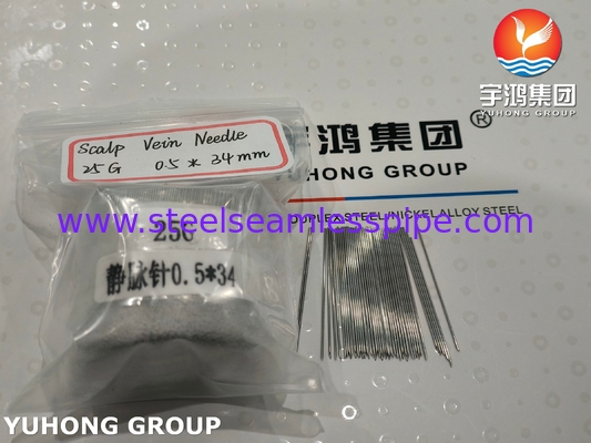 25G Stainless Steel Intravenous Needle Tube Untuk Injeksi Scalp Vein ISO7864 SUS304