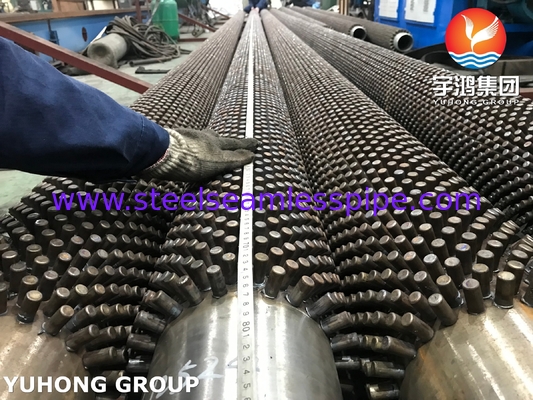 Pipa Sirip Berpaku Baja Paduan ASTM A213 T9 Dengan Paku Baja Paduan / Stainless Steel Untuk Boiler Atau Pemanas
