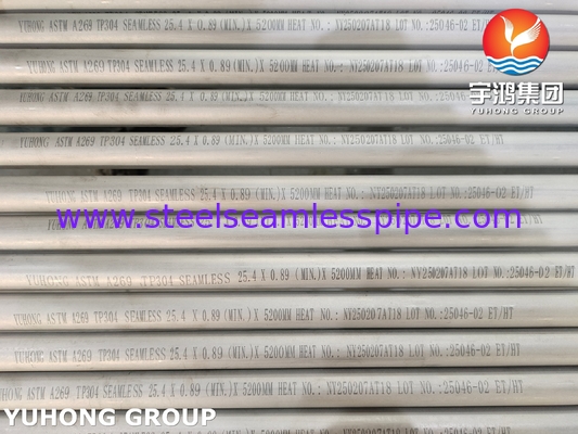ASTM A269 TP304 Stainless Steel Seamless Tube Pickled Annealed untuk penukar panas dan layanan umum