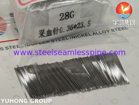 Lancet Darah Stainless Steel SUS304 28G 23.5MM Untuk Pengambilan Sampel Darah, Ujung Padat Tri-Bevel